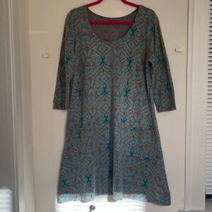 Fresh Produce Womens Ikat Dalia A Line Dress Sz L Lagenlook Lightweight Cotton